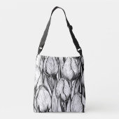 Tulpen in zwart-wit crossbody tas (Achterkant)
