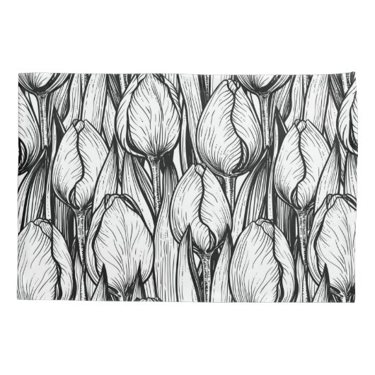 Tulpen in zwart-wit kussensloop (Achterkant)
