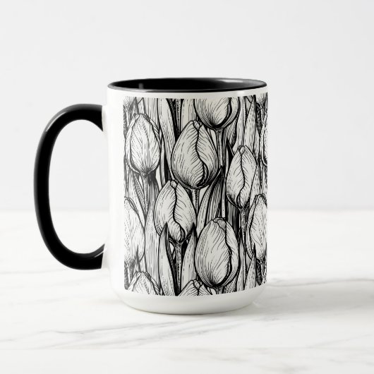 Tulpen in zwart-wit mok (Links)