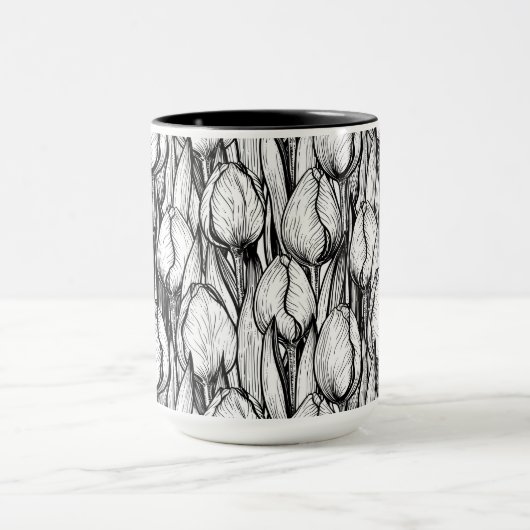 Tulpen in zwart-wit mok (Midden)