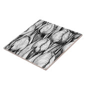 Tulpen in zwart-wit tegeltje (Zijkant)