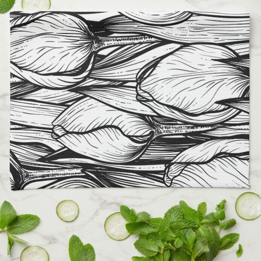 Tulpen in zwart-wit theedoek (Gevouwen)