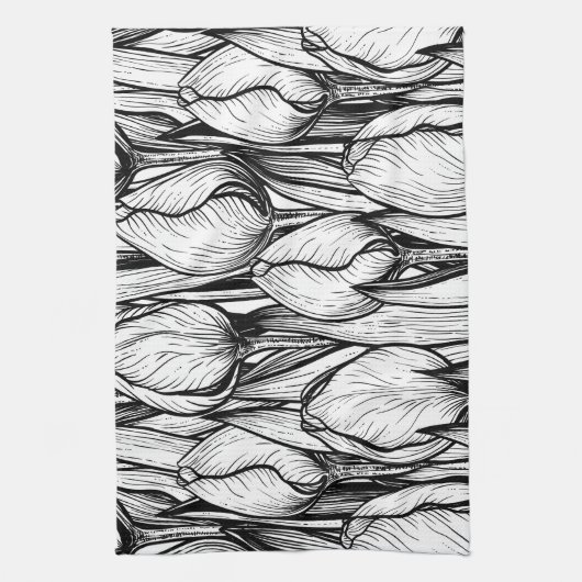 Tulpen in zwart-wit theedoek (Verticaal)