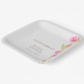 Tulpen Kalligrafie Roze Spring Boho Vrijgezellenfe Papieren Bordje (Gebogen)