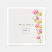 Tulpen Kalligrafie Roze Spring Boho Vrijgezellenfe Servet (Voorkant)