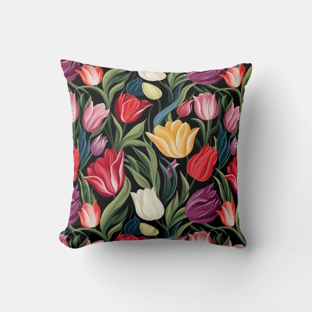 Tulpen Katoenen Worp Kussen (Voorkant)