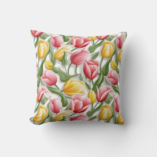 Tulpen Katoenen Worp Kussen (Voorkant)