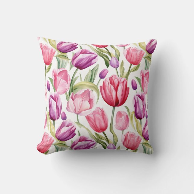Tulpen Katoenen Worp Kussen (Voorkant)