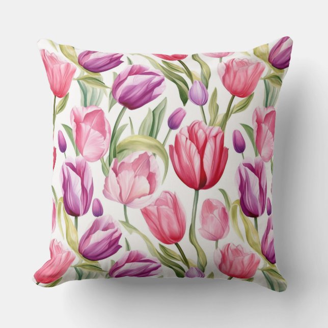 Tulpen Katoenen Worp Kussen (Voorkant)