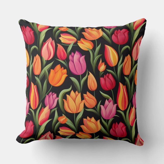 Tulpen Katoenen Worp Kussen (Voorkant)