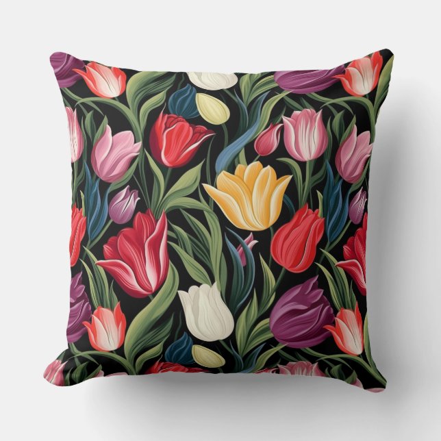 Tulpen Katoenen Worp Kussen (Voorkant)