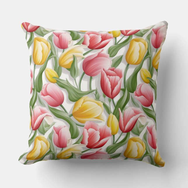 Tulpen Katoenen Worp Kussen (Voorkant)