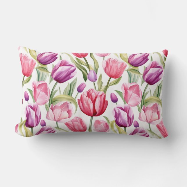 Tulpen Katoenen Worp Kussen (Voorkant)