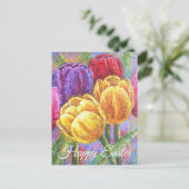 Tulpen, kleurrijke bloemen, met hand geverfd Briefkaart (Staand voorkant)