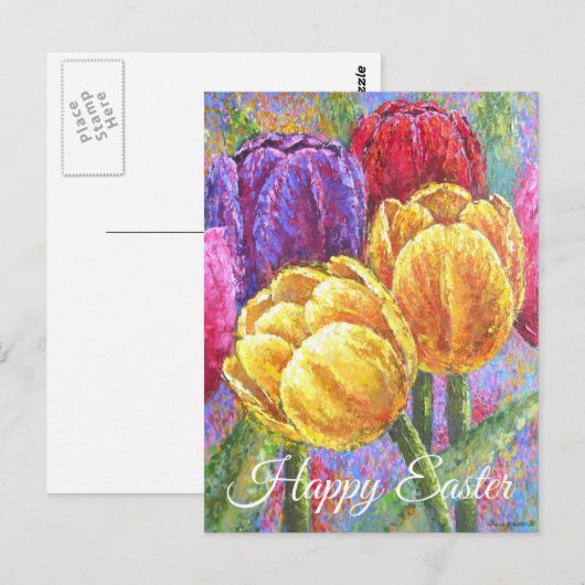  Tulpen, kleurrijke bloemen, met hand geverfd Briefkaart (Voorkant / Achterkant)