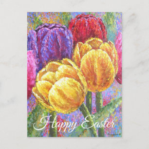 Tulpen, kleurrijke bloemen, met hand geverfd Briefkaart