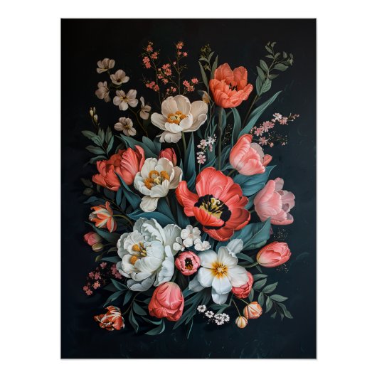 Tulpen Kleurrijke Schilderen Decoupage Perfect Poster (Voorkant)