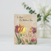 Tulpen kruipen op Beige  Wallpaper Mothers Briefkaart (Staand voorkant)