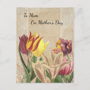 Tulpen kruipen op Beige  Wallpaper Mothers Briefkaart