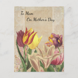 Tulpen kruipen op Beige Wallpaper Mothers Briefkaart