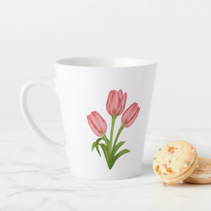 Tulpen, Lavendel, Zonnebloem & Oud Boek Latte Mok