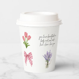 Tulpen, Lavendel, Zonnebloem & Oud Boek Papieren Bekers
