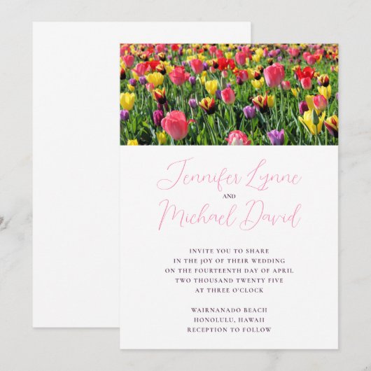 Tulpen Lente Huwelijk Kaart (Voorkant / Achterkant)