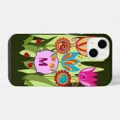 Tulpen lente monogram iPhone hoesje (Achterkant horizontaal)