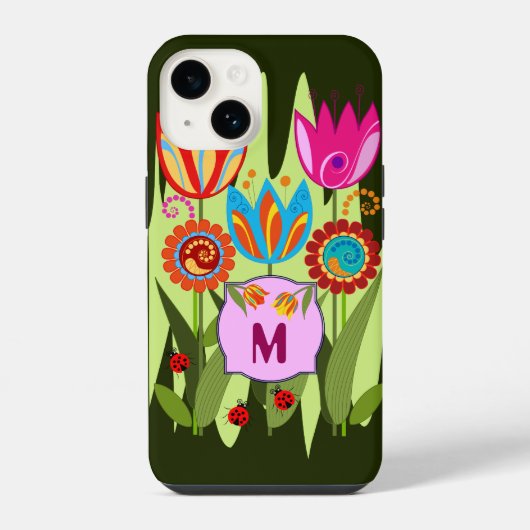 Tulpen lente monogram iPhone hoesje (Achterkant)