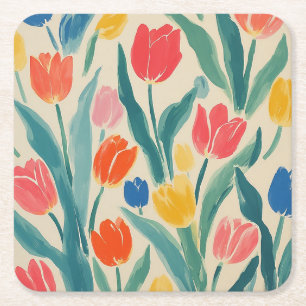 Tulpen Lente Pracht Kartonnen Onderzetters