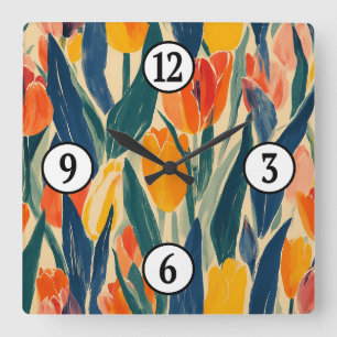 Tulpen Lente Pracht Vierkante Klok