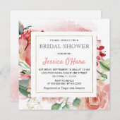 Tulpen Lente Rozen Bruidsdouche Waterverf Pioenroo Kaart (Voorkant / Achterkant)