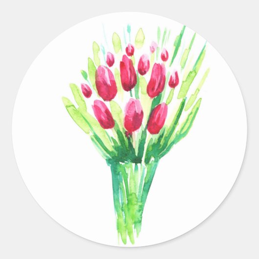 Tulpen lichte aangepaste sticker. Bloemen kleurrij Ronde Sticker (Voorkant)