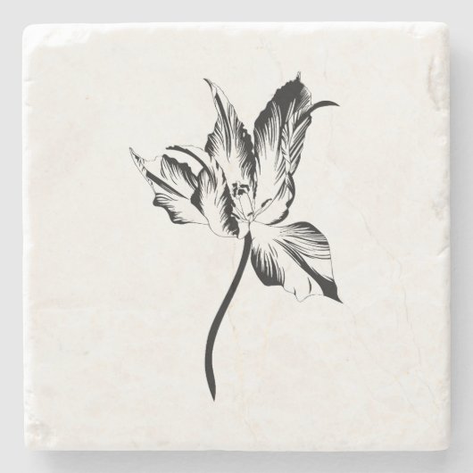 Tulpen lijn bloem illustratie. stenen onderzetter (Voorkant)