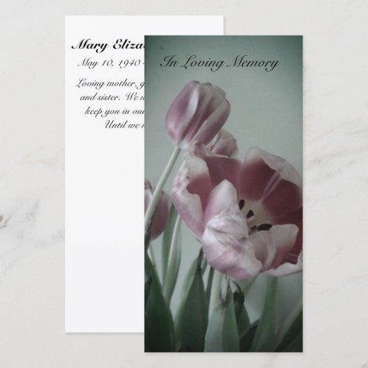 "Tulpen" Memorial Kaarten (Voorkant / Achterkant)