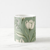 Tulpen met bladeren op lichtgroene salie koffiemok (Center)