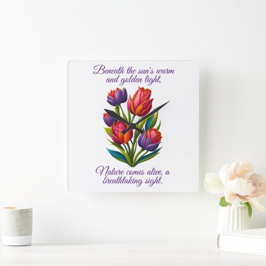 Tulpen met gedicht - wandklok (Huis)