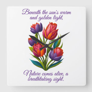 Tulpen met gedicht - wandklok