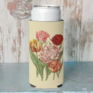 Tulpen met rode en gouden tulpen op Cream Seltzer Blikjeskoeler