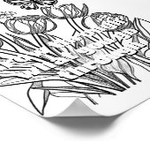 Tulpen met vlinder Kleurplaat Printable Poster (Hoek)