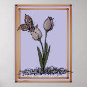 Tulpen met Vlinder Print, Poster (Voorkant)