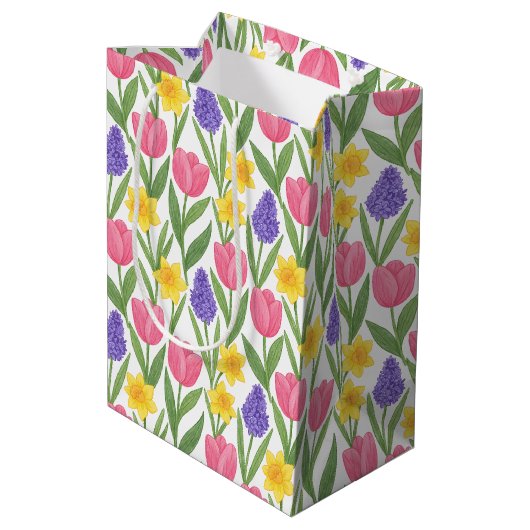 Tulpen, Narcissen, Hyacinten Kleur Stijl Medium Cadeauzakje (Achterkant Gekanteld)