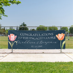 Tulpen Navyblauw Gefeliciteerd Verlovingsfeest Spandoek