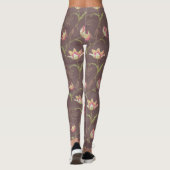 Tulpen ontvouwen romige roze donkere versie leggings (Achterkant)