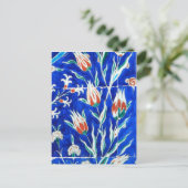 Tulpen op blauw briefkaart (Staand voorkant)
