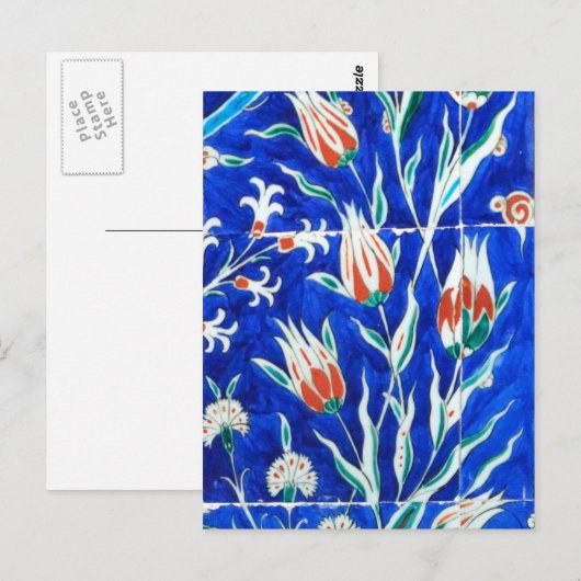 Tulpen op blauw briefkaart (Voorkant / Achterkant)