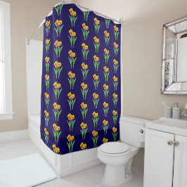 Tulpen op Blauw Douchegordijn