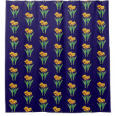 Tulpen op Blauw Douchegordijn (Voorkant)