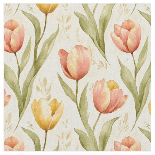 Tulpen op Bleek geel Stof (Close Up)