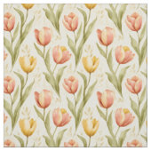 Tulpen op Bleek geel Stof (Swatch)